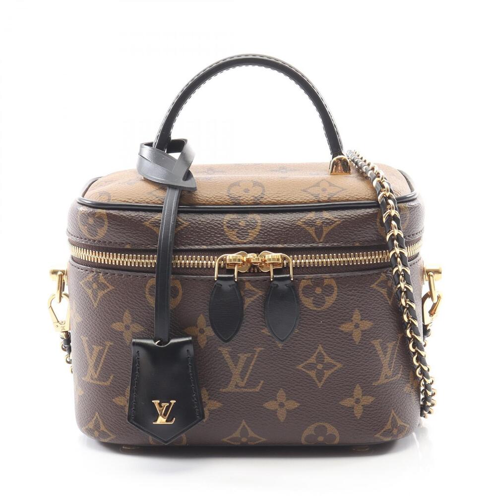 Louis Vuitton Vanity NV Handbag Canvas Leather Monogram Reverse Brown Black